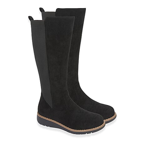 Emma Lisa Microfibre Long Leg Boots (Size 7) - Black