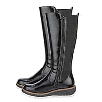 Emma Lisa Patent Long Leg Boots (Size 4) - Black
