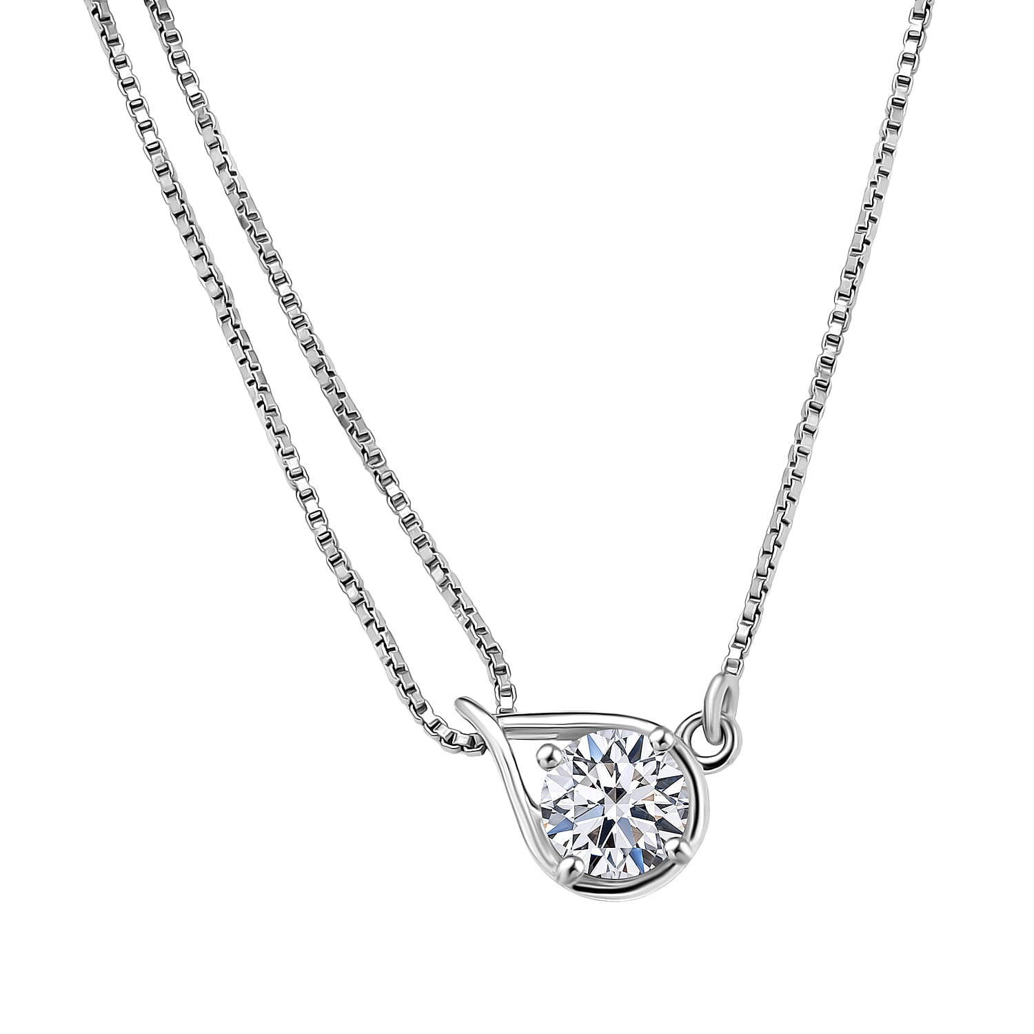 Lab Grown Diamond Fancy Necklace (Size - 20) in Rhodium OverlaySterling Silver  1.000  Ct.