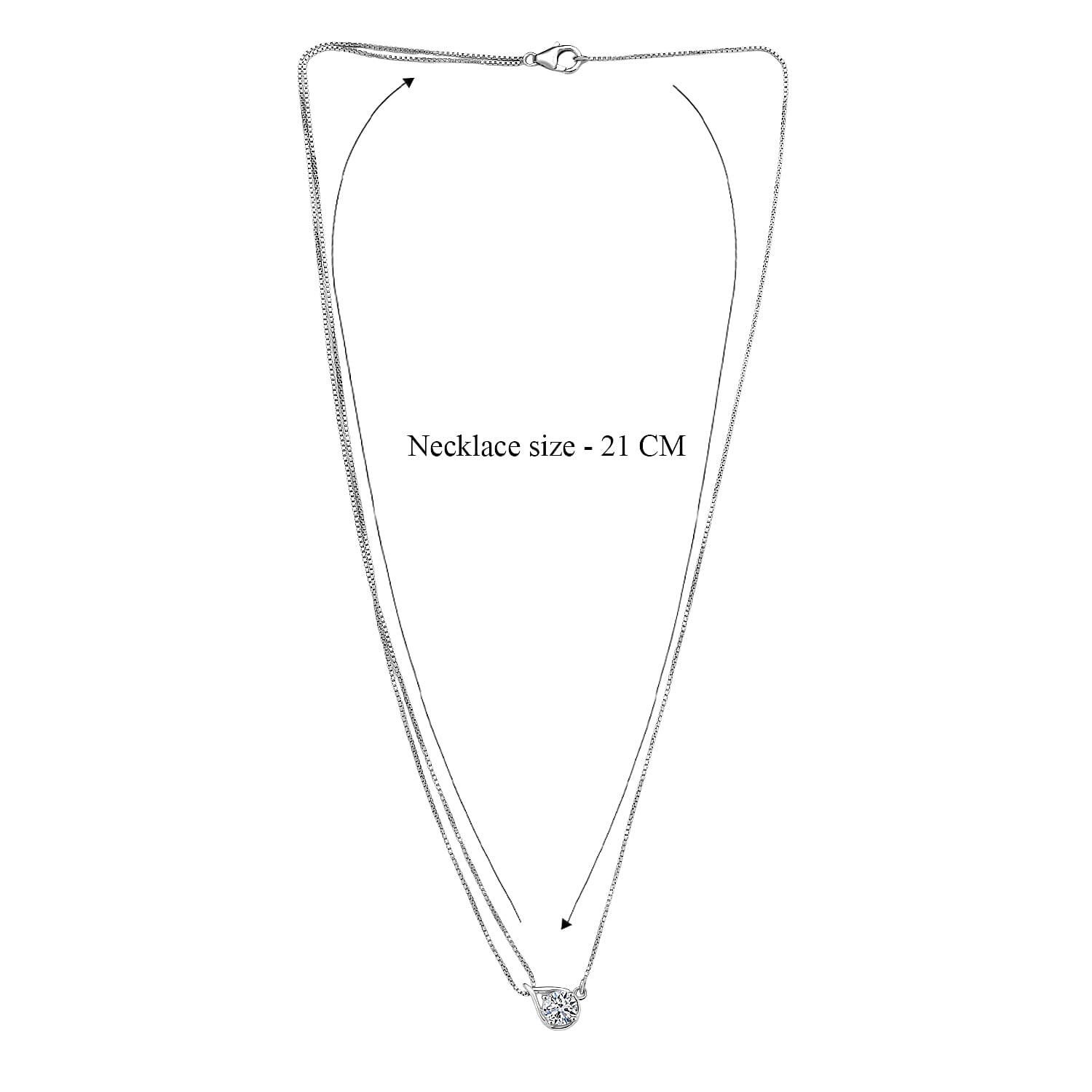 Lab Grown Diamond Fancy Necklace (Size - 20) in Rhodium OverlaySterling Silver  1.000  Ct.