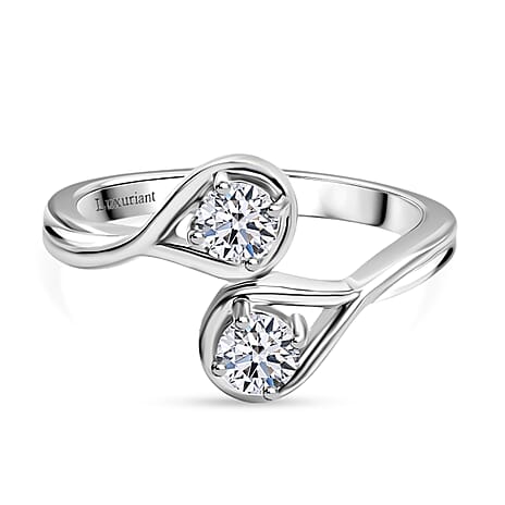 Luxuriant Lab Grown Diamond Bypass Ring in Rhodium OverlaySterling Silver  0.510  Ct.