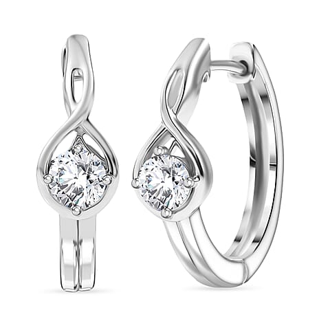 Luxuriant Lab Grown Diamond Full Hoop Earring in Rhodium OverlaySterling Silver, Silver Wt.5 Gms  0.500  Ct.