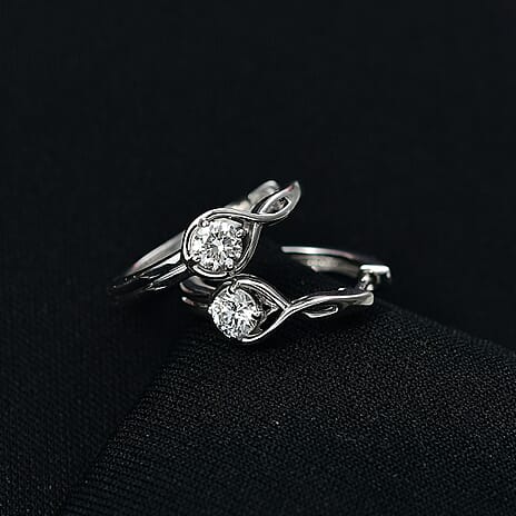 Luxuriant Lab Grown Diamond Full Hoop Earring in Rhodium OverlaySterling Silver, Silver Wt.5 Gms  0.500  Ct.