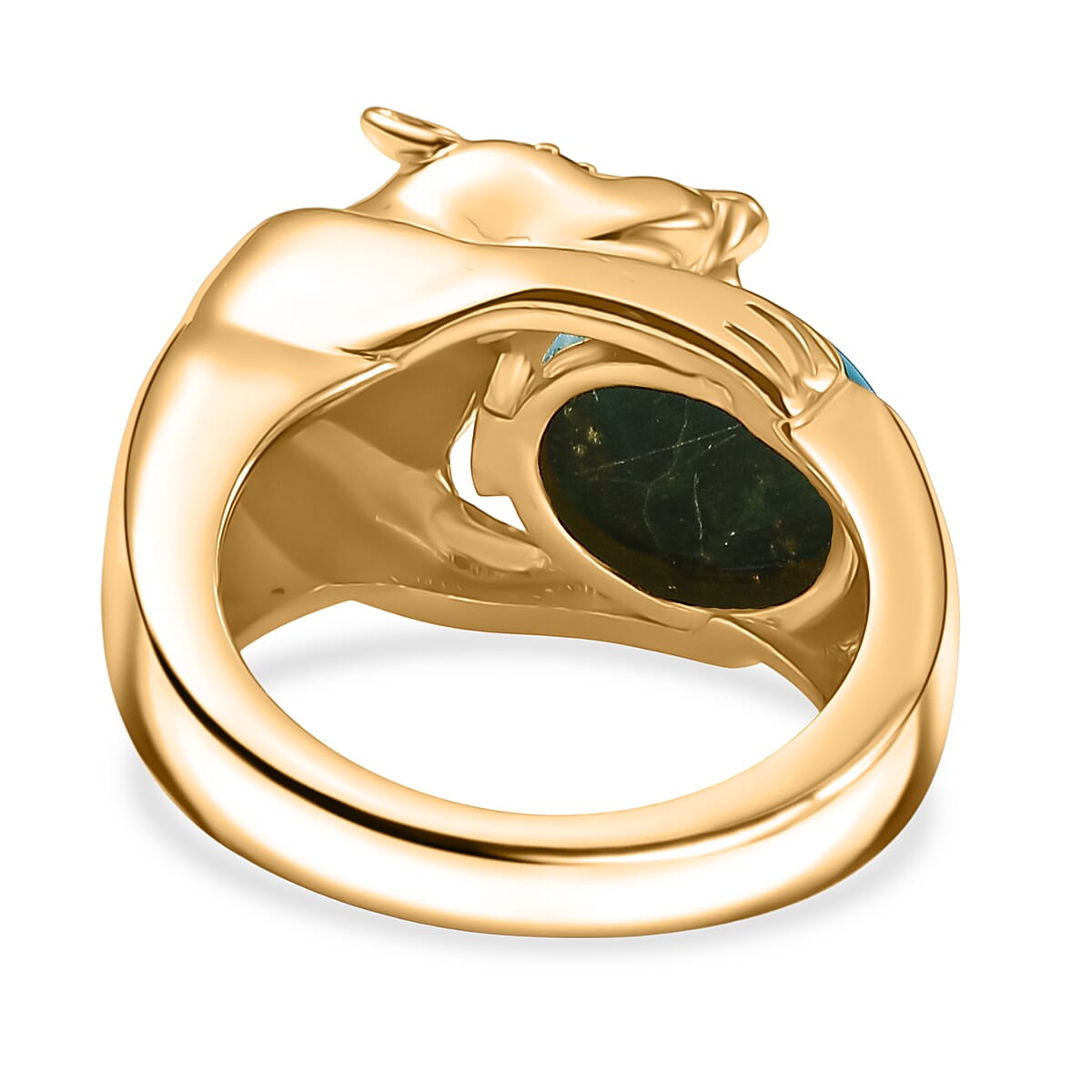 EverTrue Opalina, Natural Chrome Diopside Ring Pure Yellow Brass  2.031  Ct.
