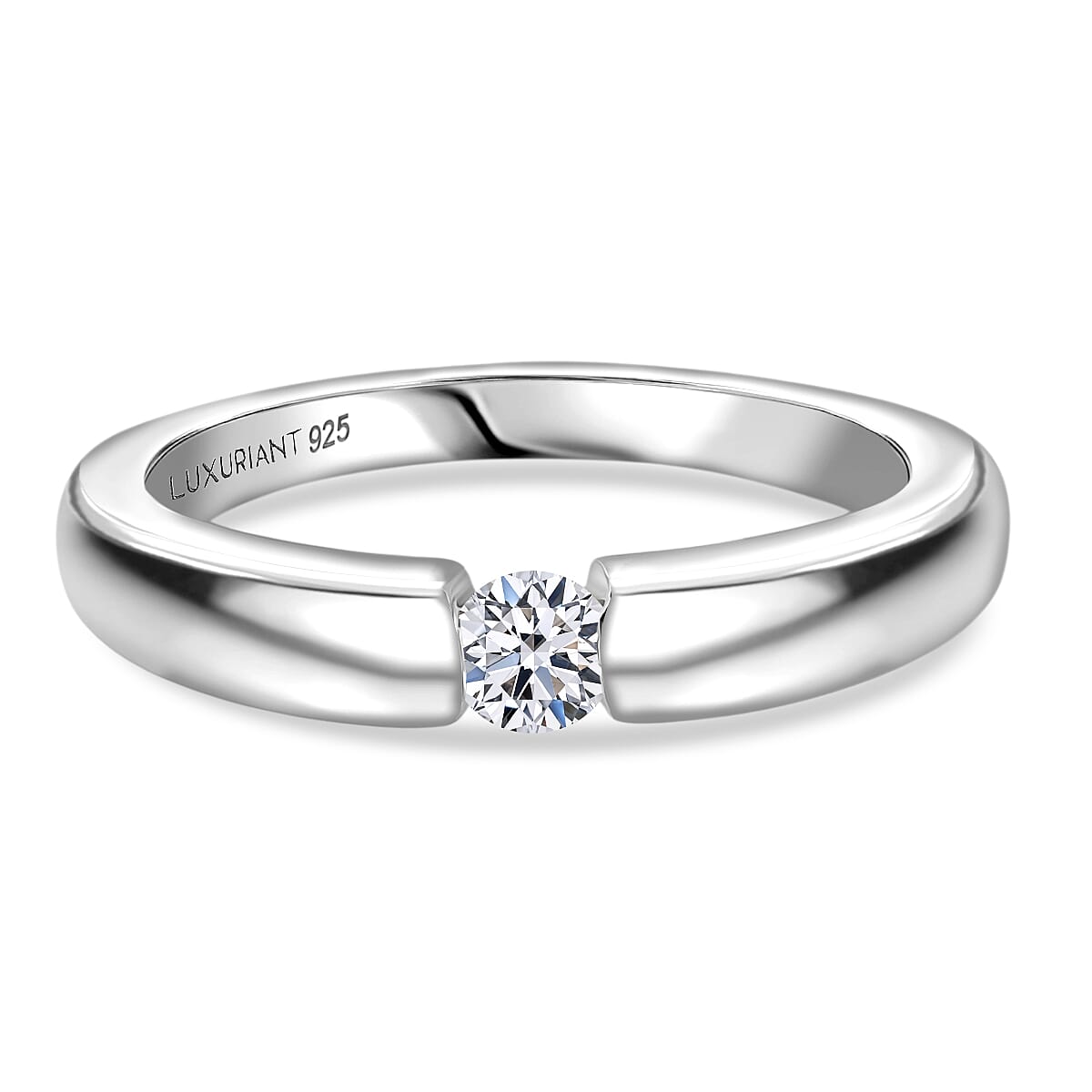 LUXURIANT Lab Grown Diamond (SI/GH) Solitaire Ring in Sterling Silver