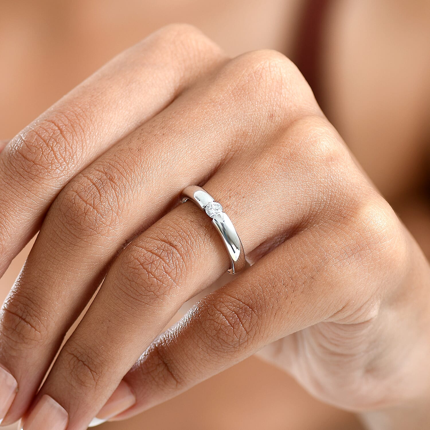 LUXURIANT Lab Grown Diamond (SI/GH) Solitaire Ring in Sterling Silver