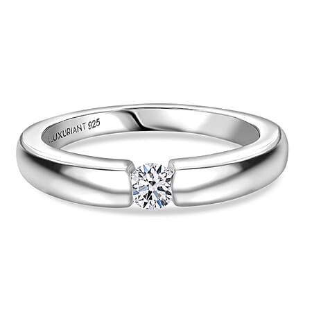 Luxuriant Lab Grown Diamond (SI/GH) Solitaire Ring in Rhodium Overlay Sterling Silver