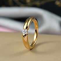LUXURIANT Lab Grown Diamond Solitaire Stackable Ring in 18K Vermeil Yellow Gold Plated Sterling Silver (SI/GH)