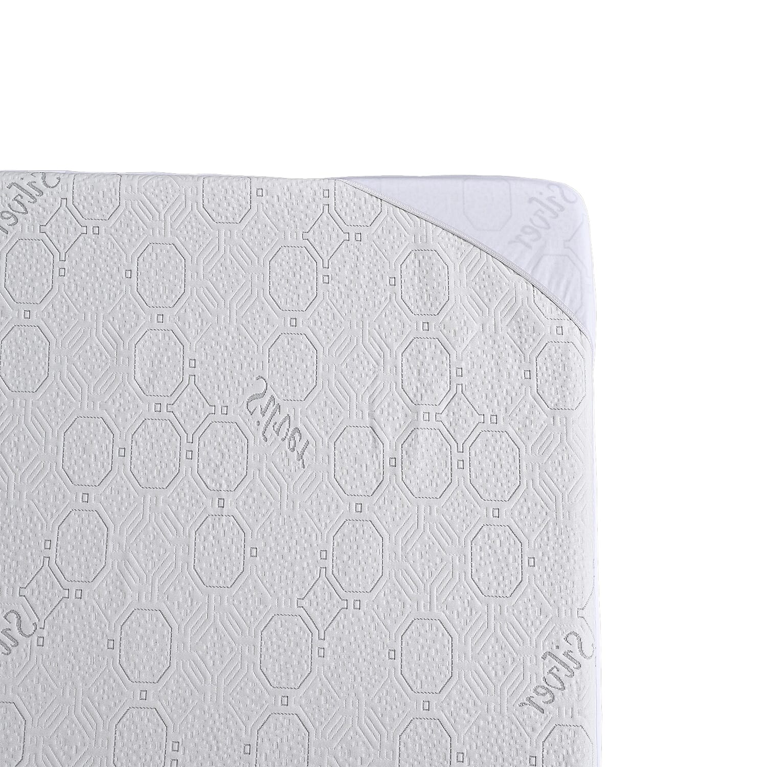 LIVMORE Silver-Infused Jacquard Waterproof Mattress Protector (Double, 190 x 135cm) - White