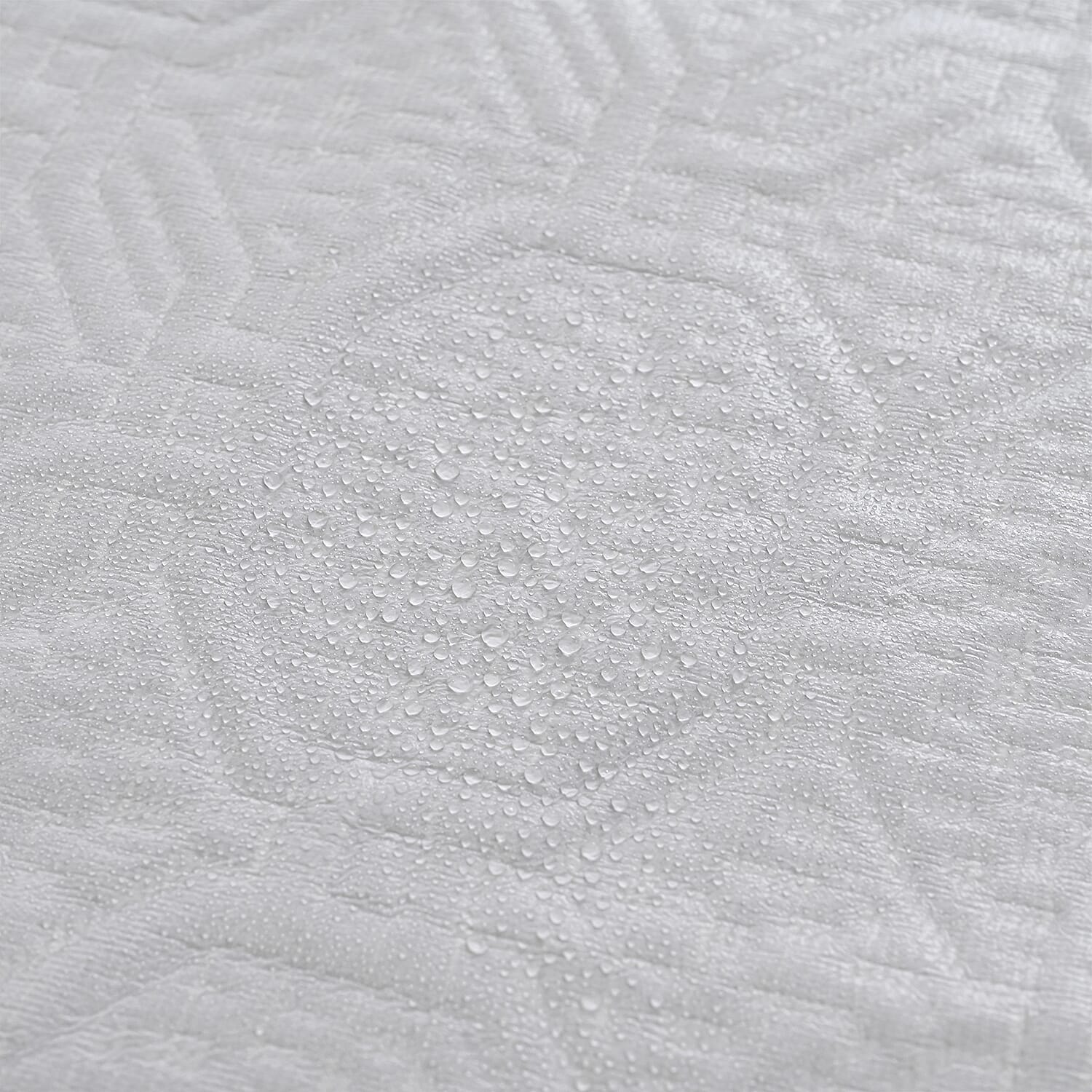 LIVMORE Silver-Infused Jacquard Waterproof Mattress Protector (Double, 190 x 135cm) - White