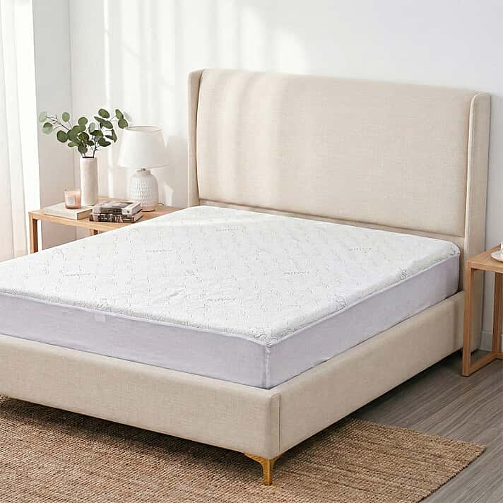 LIVMORE Silver Yarn-Infused Jacquard Waterproof Mattress Protector (Double, 190 x 135cm) - White