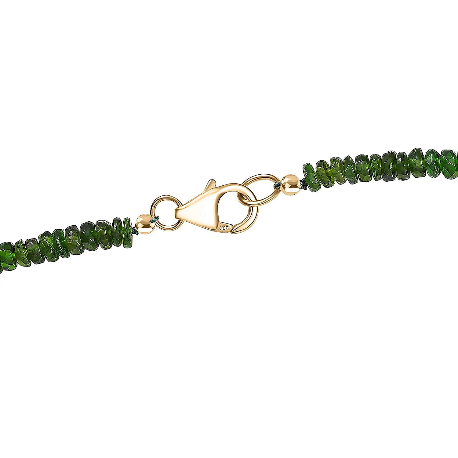 Luxoro 10K Yellow Gold AA Natural Chrome Diopside Necklace (Size - 18), Gold Wt.0.68 Gms  112.000  Ct.