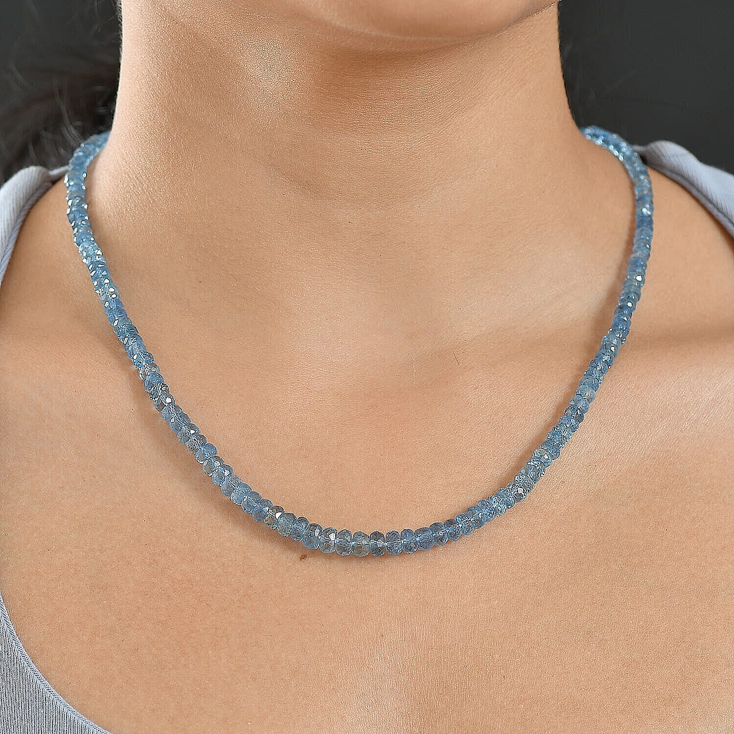Rhapsody 950 Platinum AAAA Santamaria Aquamarine Necklace (Size - 18), Platinum Wt.1.3 Gms  72.000  Ct.
