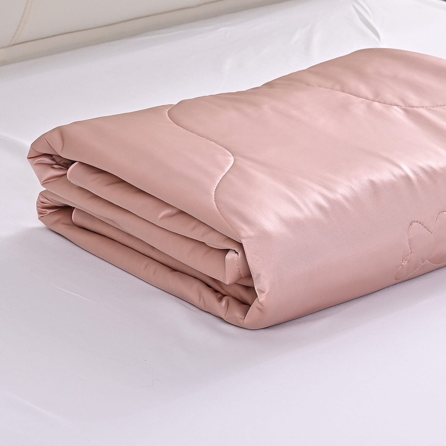Livmore All Seasons Cooling Mulberry Silk Blend Quilt (Double, 135 x 200 cm) - Pink.