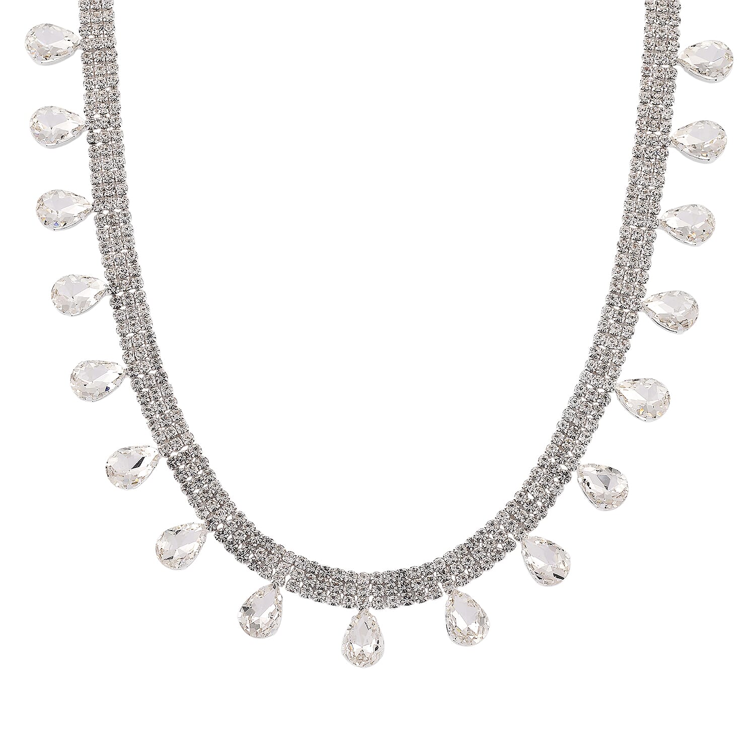 White Crystal Necklace (Size - 16-3)