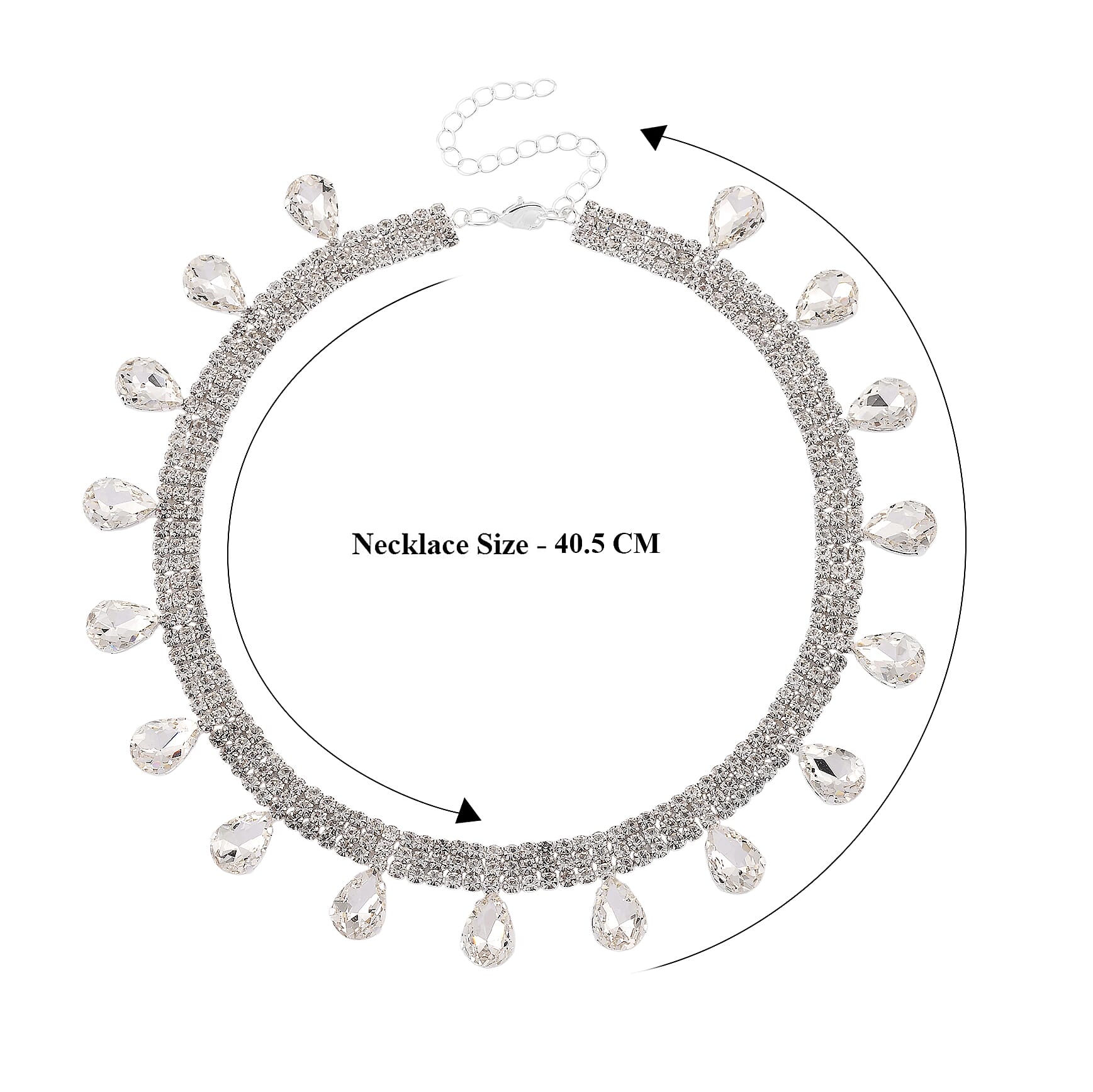 White Crystal Necklace (Size - 16-3)