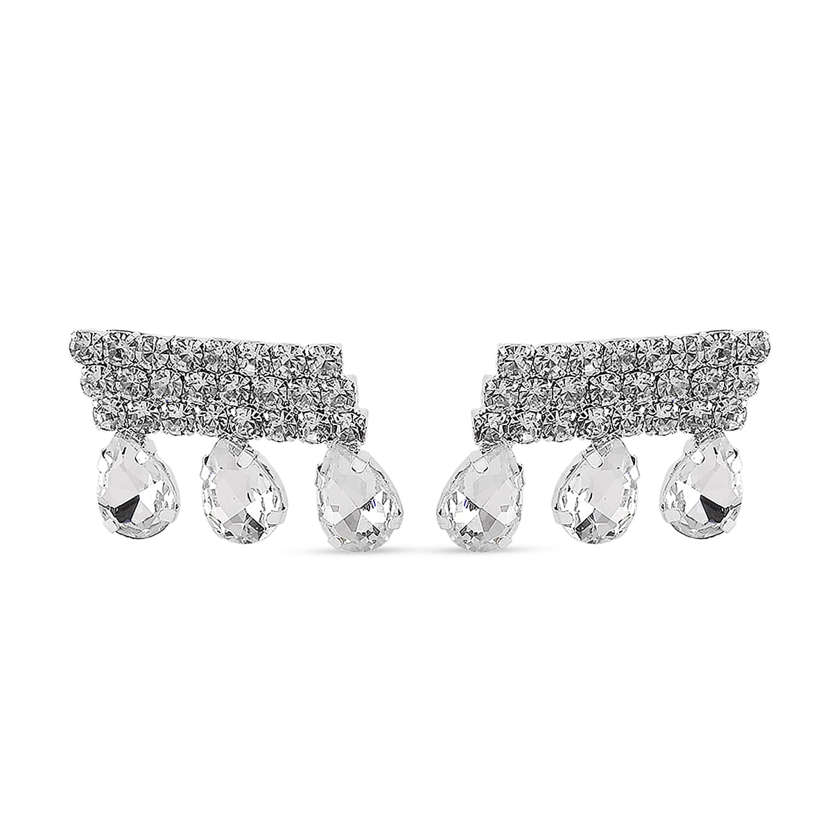 White Crystal Earring with Push Back
