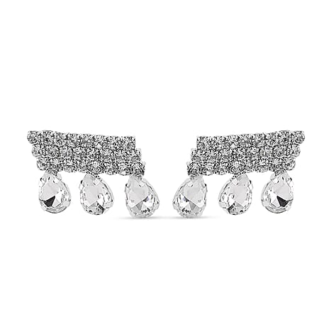 White Crystal Earring with Push Back