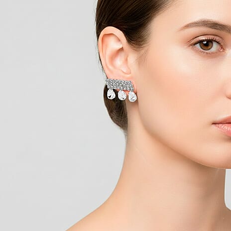 White Crystal Earring with Push Back
