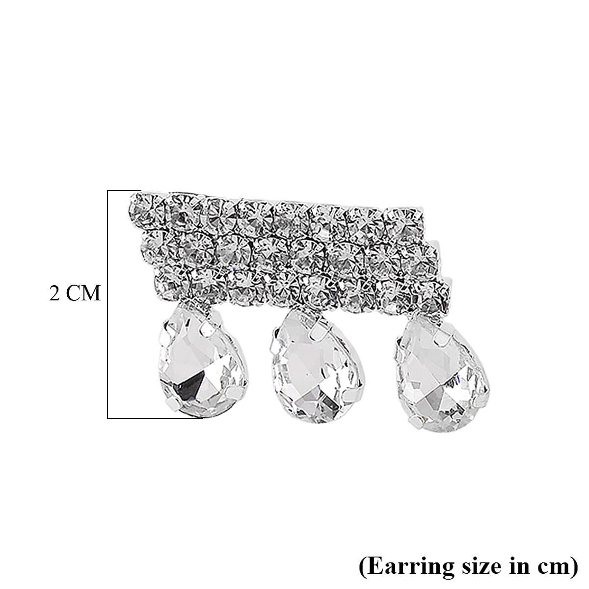 White Crystal Earring with Push Back