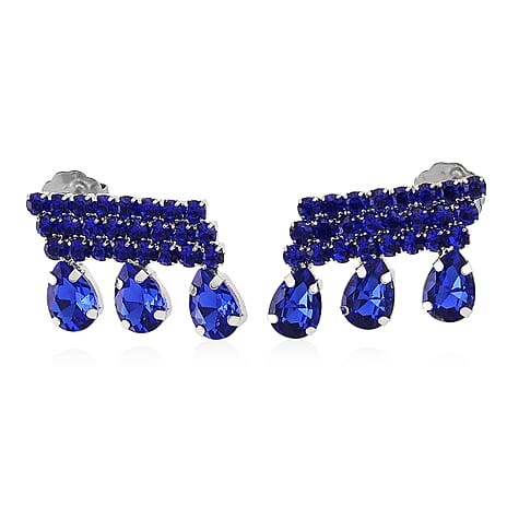 Blue Crystal Earring with Push Back