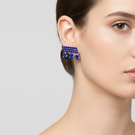 Blue Crystal Earring with Push Back