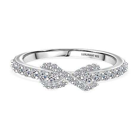 Luxuriant Lab Grown Diamond (SI-GH) Ring in Rhodium Overlay Sterling Silver 0.49 Ct.