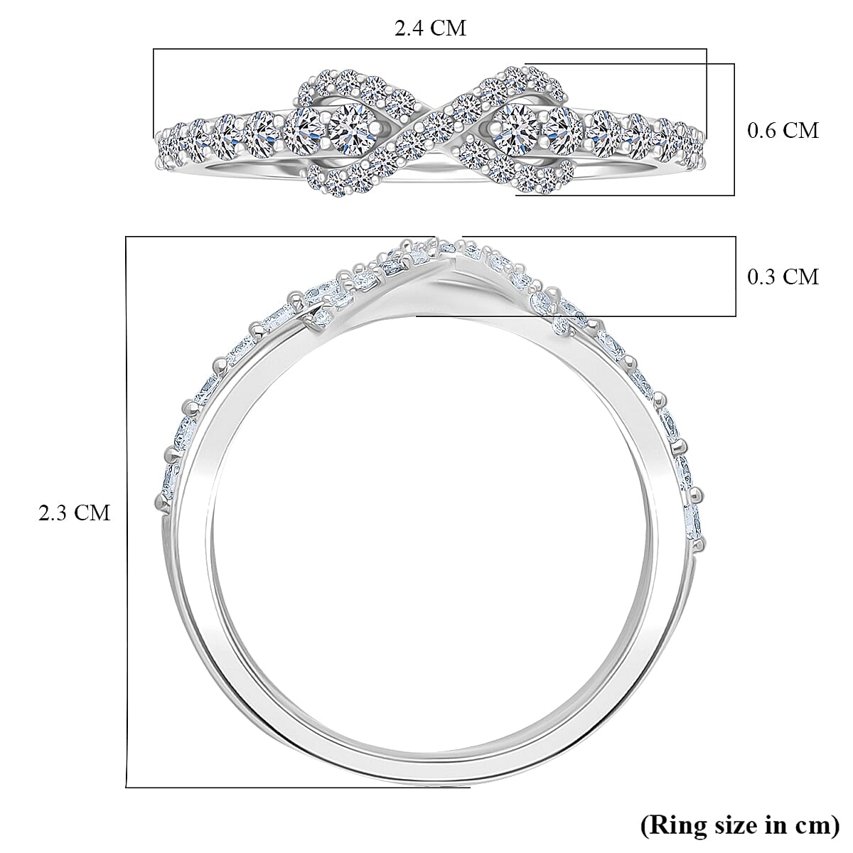 Luxuriant Lab Grown Diamond (SI-GH) Ring in Rhodium Overlay Sterling Silver 0.49 Ct.