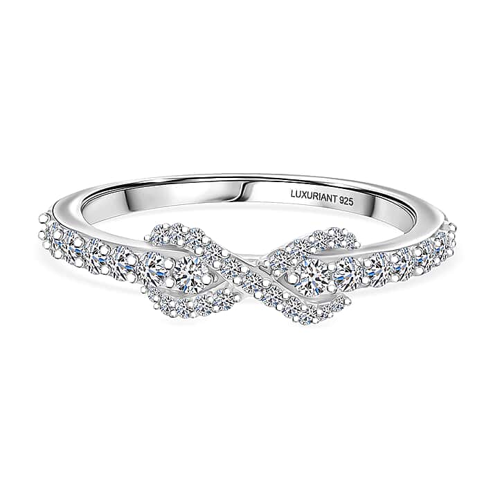 LUXURIANT 0.5 Ct. Lab Grown Diamond Bow Ring in Rhodium Overlay Sterling Silver