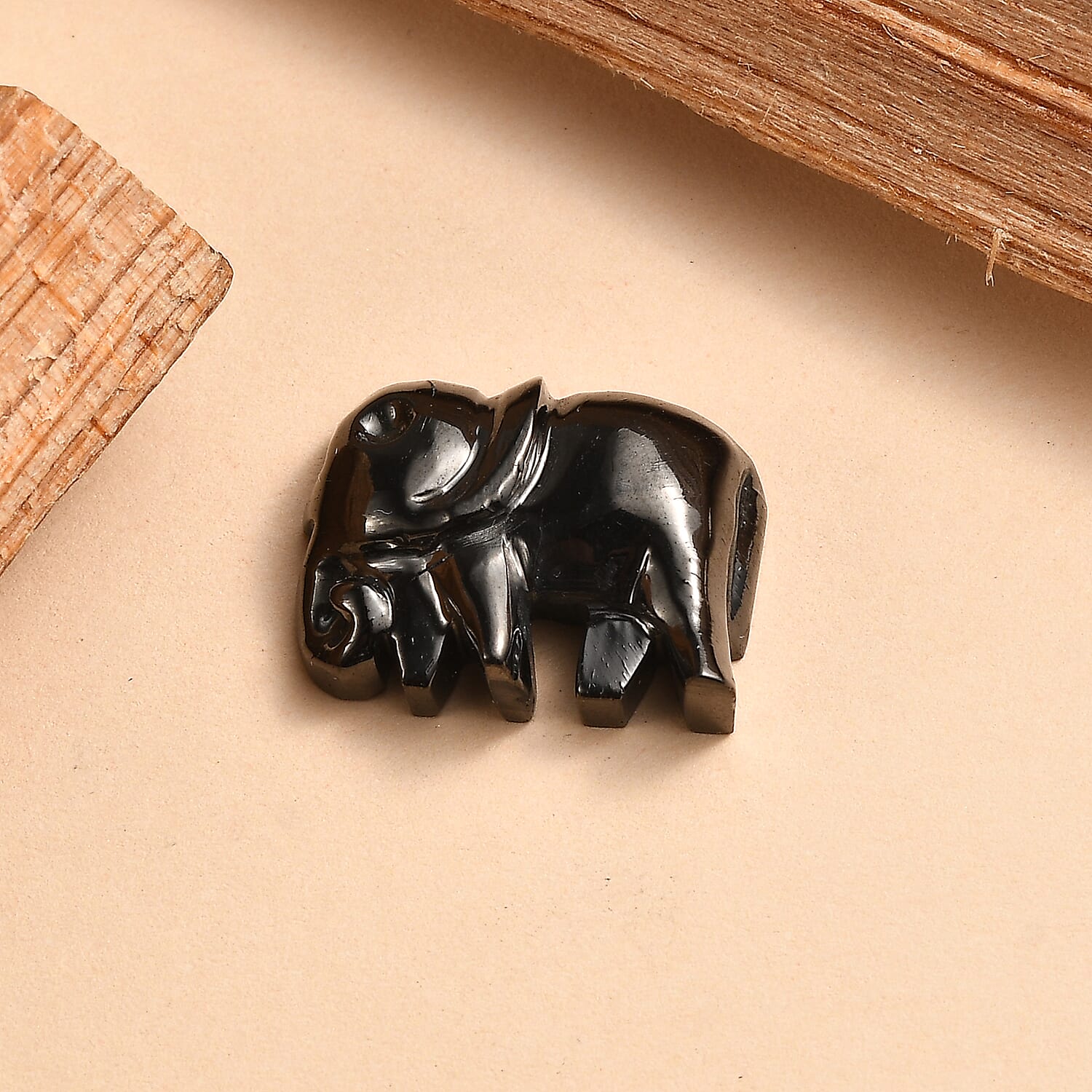 Silver Shungite Elephant Carving 7.59 Ct.