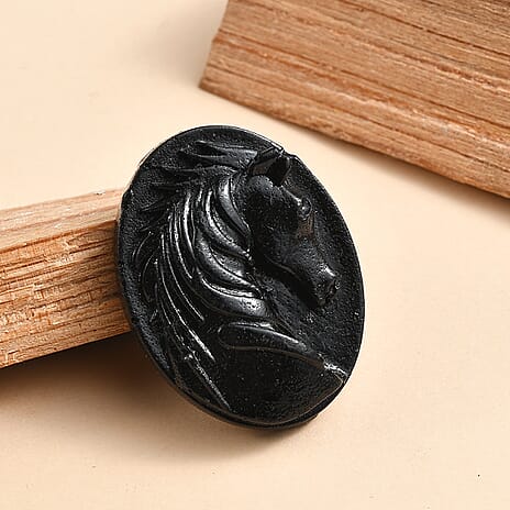 Silver Shungite Horse Carving 29.25 Ct.