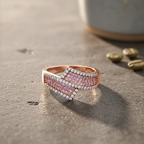 Luxoro 9K Rose Gold SGL Certified Natural Pink Diamond & Natural White Diamond Ring 0.51 Ct.