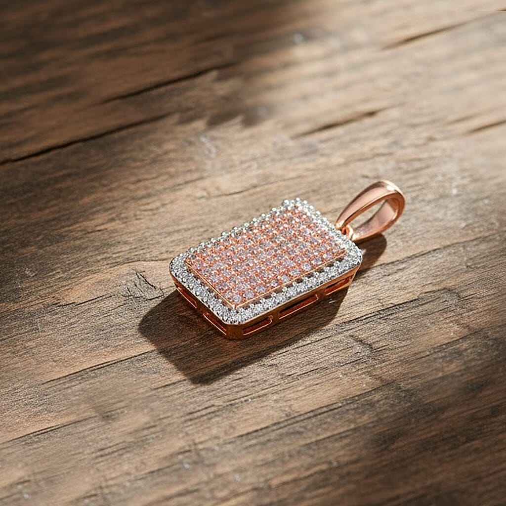 CloseOut Deal -  9K Rose Gold SGL Certified Natural Pink Diamond & White Diamond Pendant 0.51 Ct.