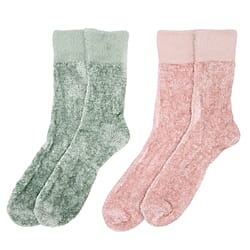 Pack of 2 Chenille Cosy Socks - Navy & White