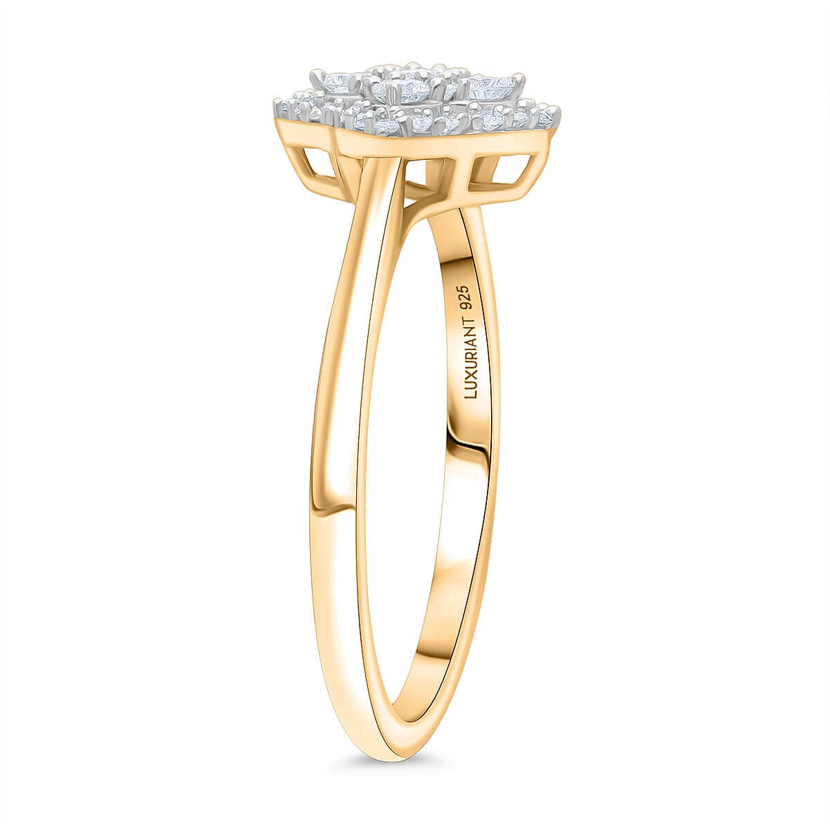 Luxuriant Lab Grown Diamond (SI-G-H) Ring in 18K Vermeil Yellow Gold Plated Sterling Silver 0.33 Ct.