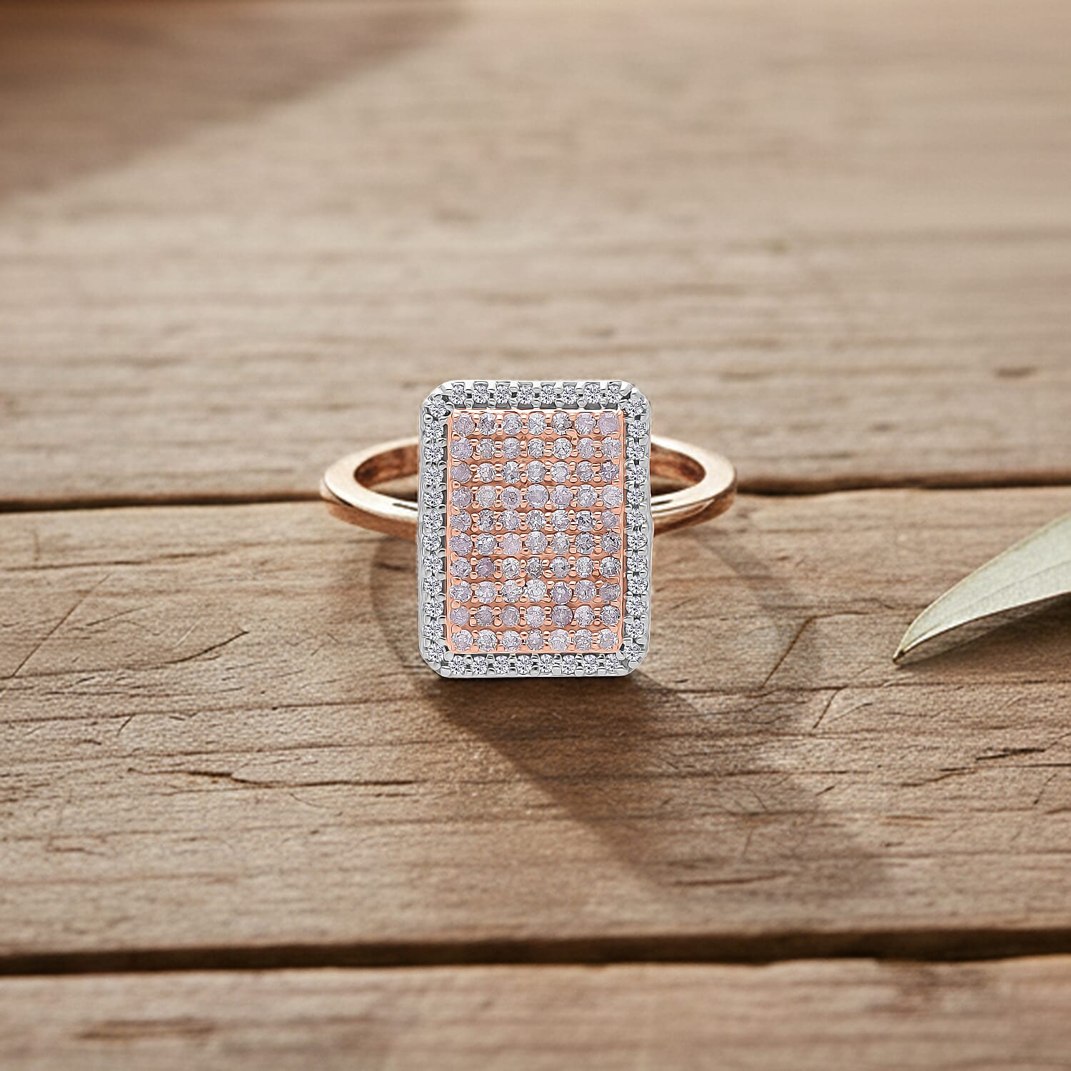 CloseOut Deal - 9K Rose Gold SGL Certified Natural Pink Diamond & White Diamond Ring 0.51 Ct.
