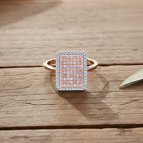 CloseOut Deal - 9K Rose Gold SGL Certified Natural Pink Diamond & White Diamond Ring 0.51 Ct.