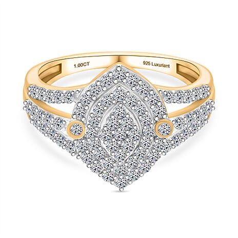 Luxuriant Lab Grown Diamond (VS-EF) Ring in 18K Vermeil Yellow Gold Plated Sterling Silver 1.00 Ct.