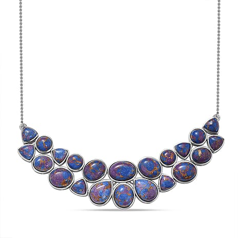 EverTrue Purple Mojave Turquoise Cluster Necklace (Size - 20) with Lobster Clasp  67.90 Ct.