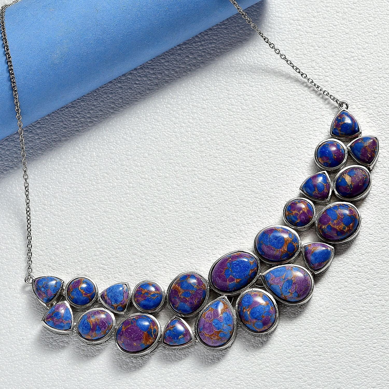 EverTrue Purple Mojave Turquoise Cluster Necklace (Size - 20) with Lobster Clasp  67.90 Ct.