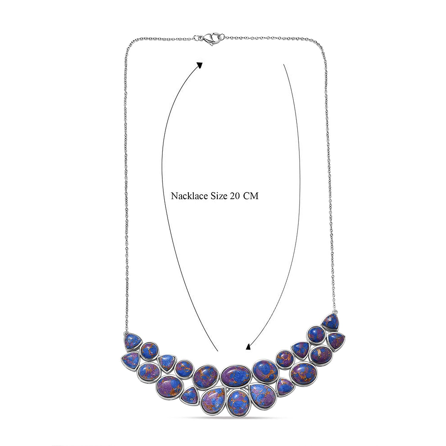 EverTrue Purple Mojave Turquoise Cluster Necklace (Size - 20) with Lobster Clasp  67.90 Ct.