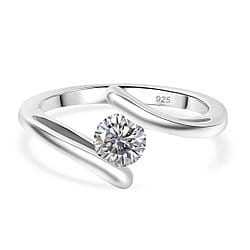 Moissanite Bypass Ring in Sterling Silver