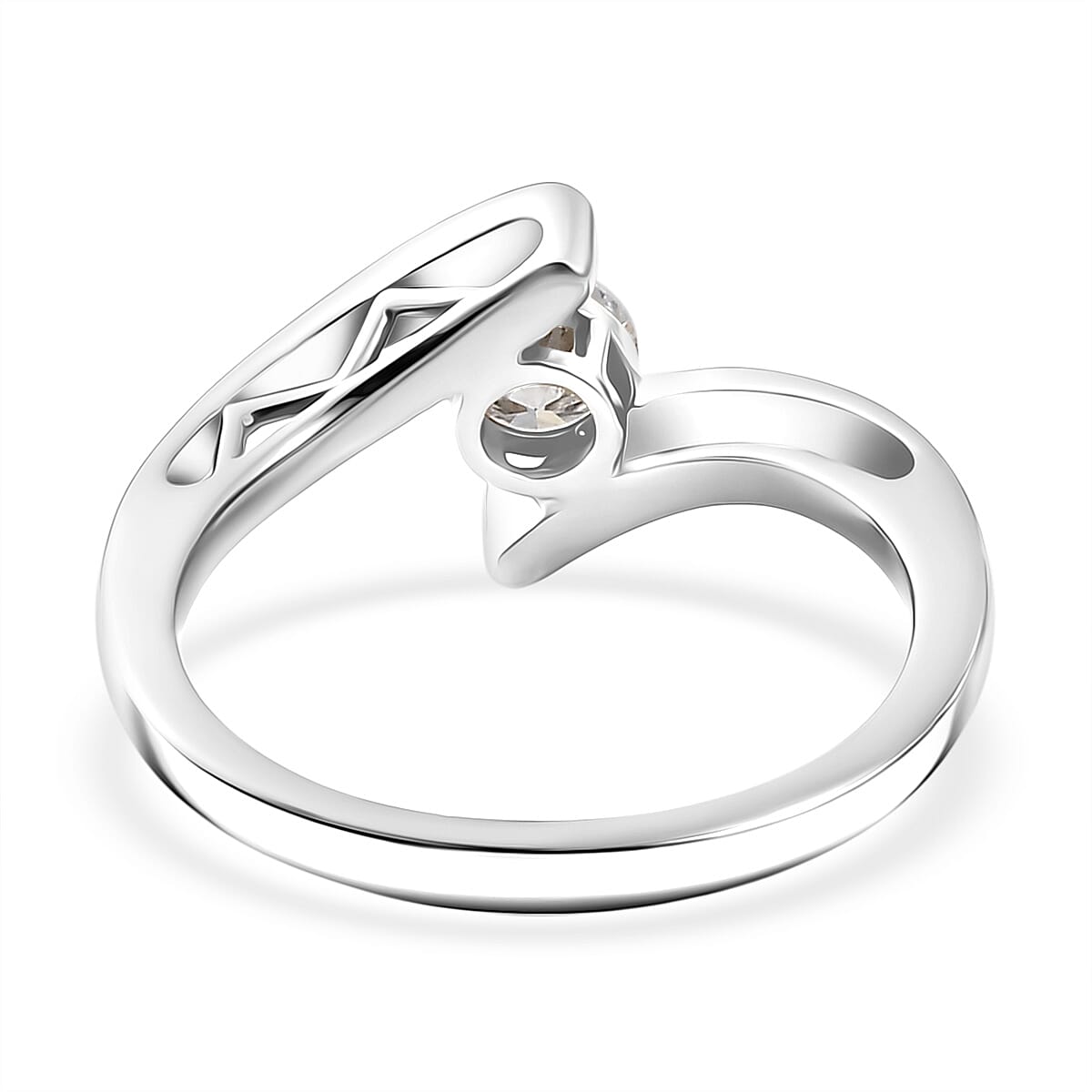 Moissanite Bypass Ring in Sterling Silver