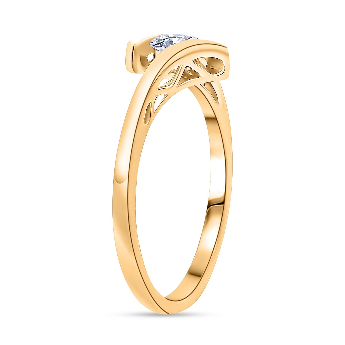 Moissanite Bypass Ring in Sterling Silver