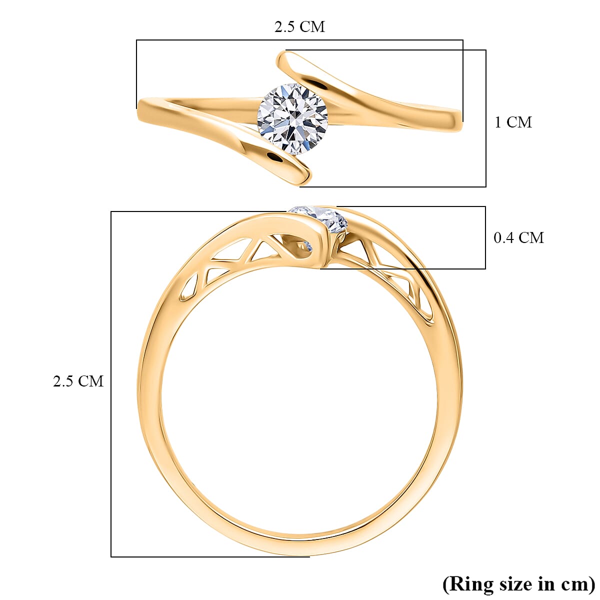 Moissanite Bypass Ring in Sterling Silver