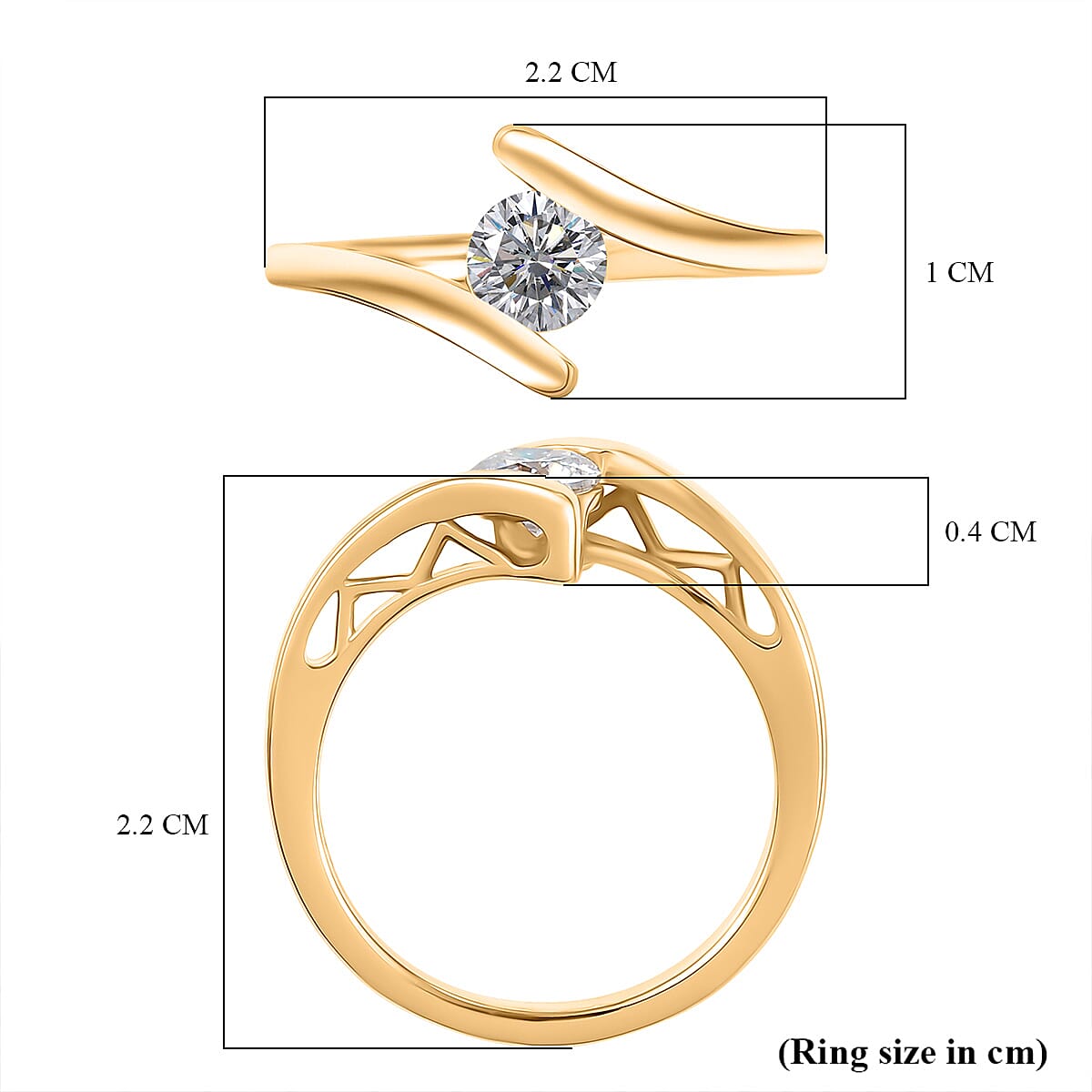 Moissanite Bypass Ring in Sterling Silver