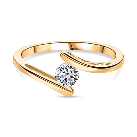 Moissanite Bypass Ring in 18K YG Plating Sterling Silver