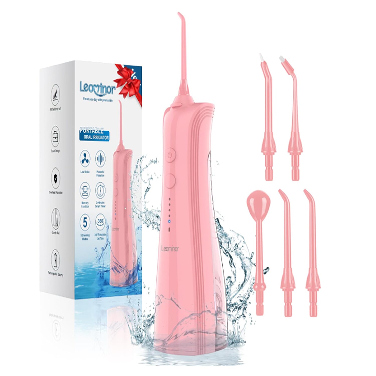 Leominor Water Flosser for Teeth - Pink