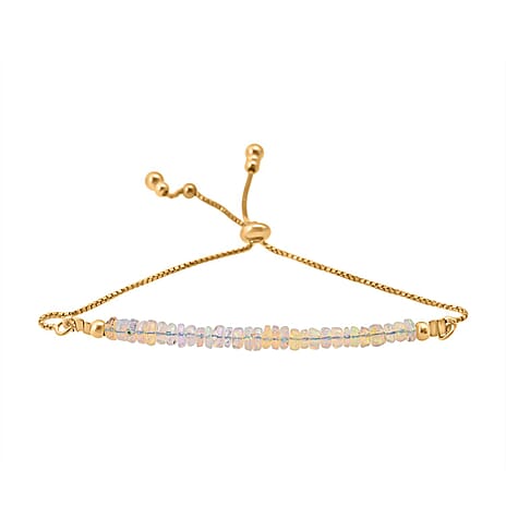 Ethiopian Opal Bracelet (Size 6.5 - 8 Adjustable) in Yellow Gold Plated Sterling Silver 7.00 Ct.