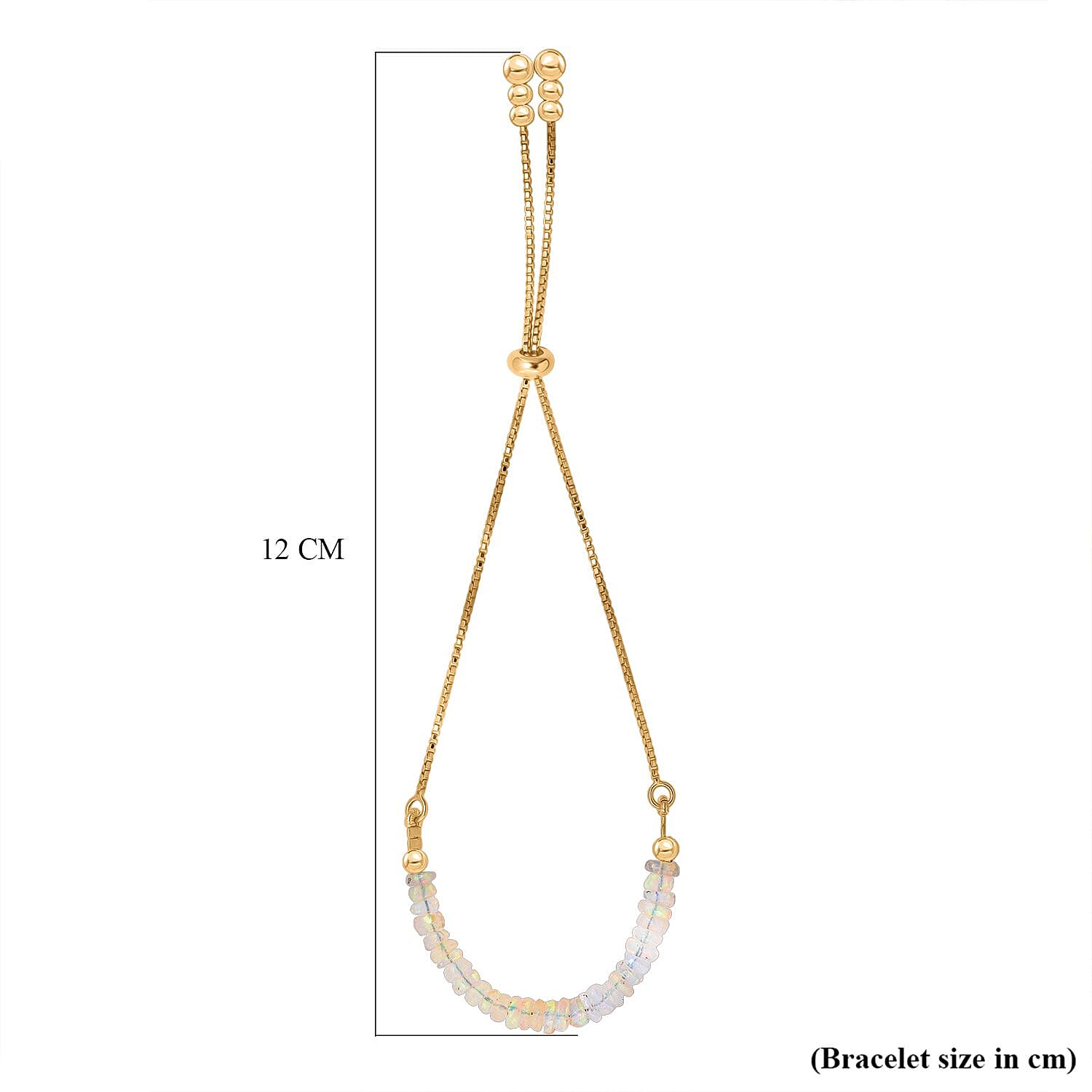 Ethiopian Opal Bracelet (Size 6.5 - 8 Adjustable) in Yellow Gold Plated Sterling Silver 7.00 Ct.